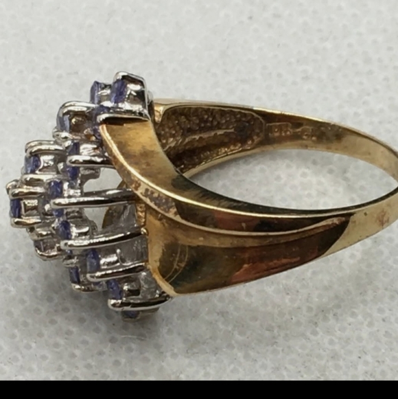Real Vintage Tanzinite Cluster Ring 10k 1ctWeight Tanzinite Size 5 - Picture 11 of 16